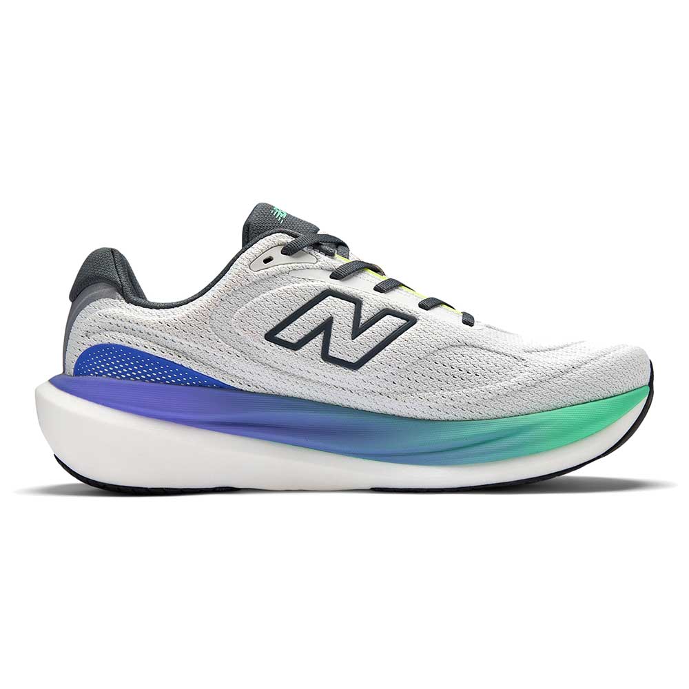 Side view on white background of Mens New Balance Fresh Foam X 1080v15 running shoe in Reflection/Graphite/Deepend, Narrow width
