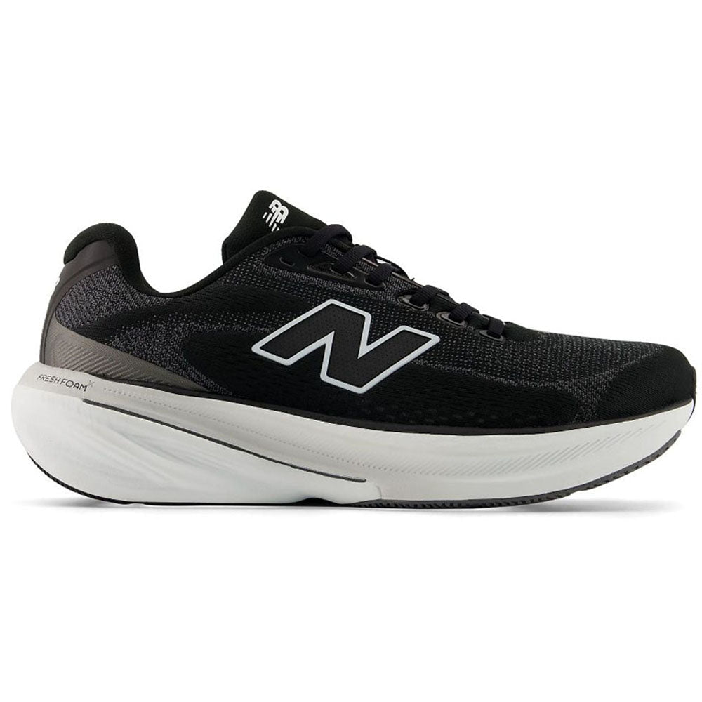Side view on white background of Mens New Balance Fresh Foam 860 running shoe in Black/White, Medium (Regular) width