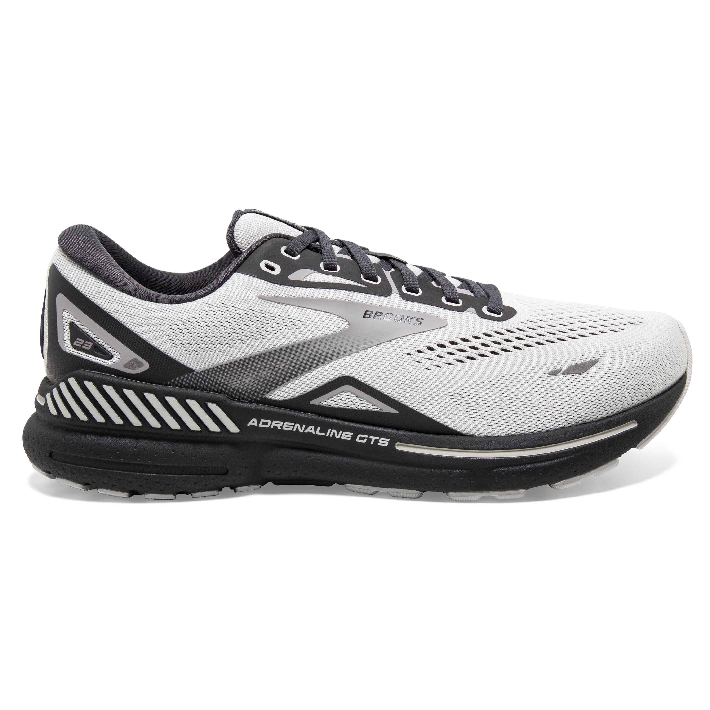 Men's Brooks Adrenaline GTS 23, Oyster/Ebony/Alloy, 7 D Medium