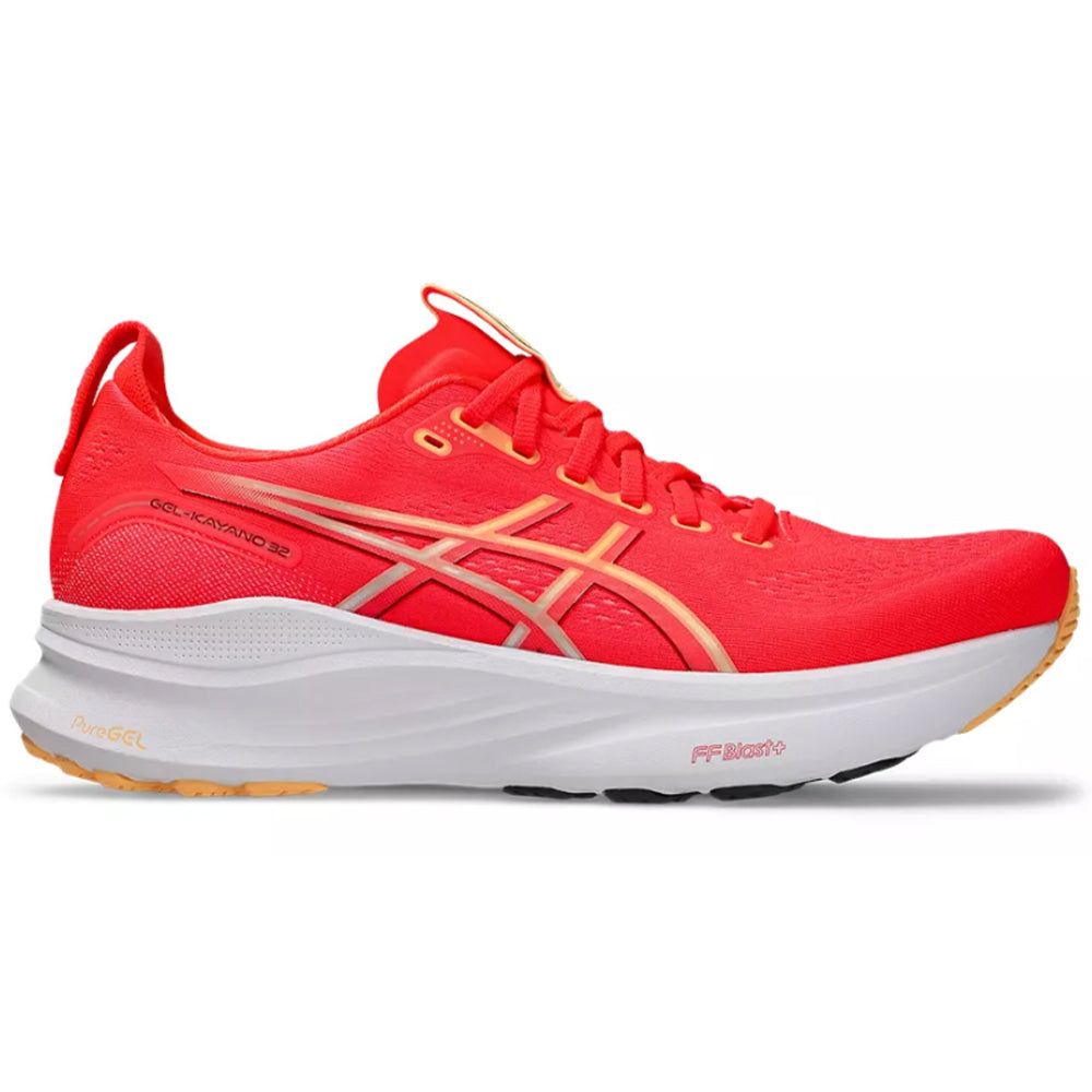 Side view on white background of Mens Asics Gel-Kayano running shoe in , width