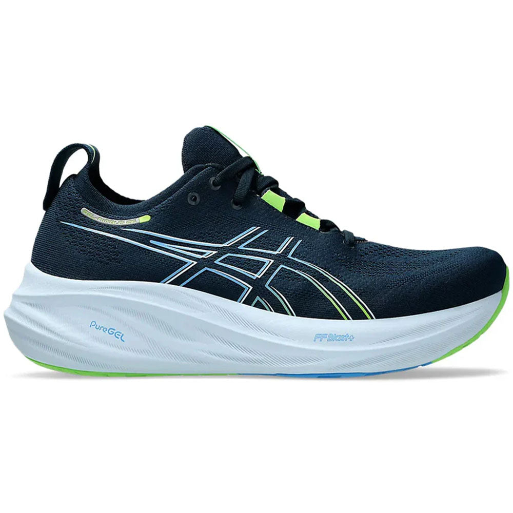 Men's Asics Gel-Nimbus 26, French Blue/Electric Lime, 15 D Medium