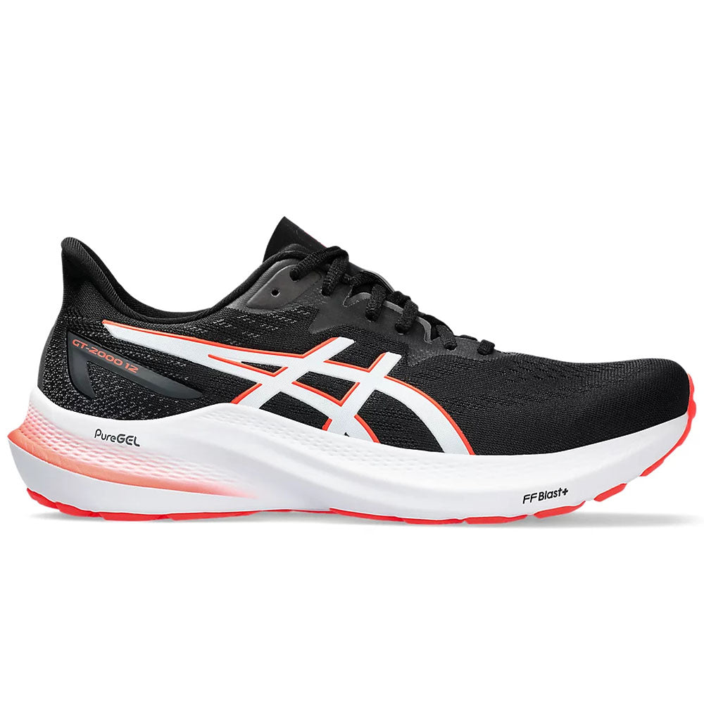 Men's Asics GT-2000 12, Black/Sunrise Red, 9.5 D Medium