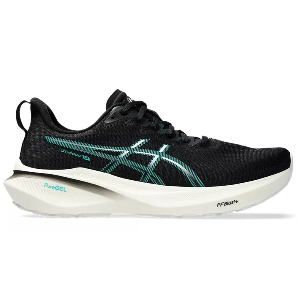 Men's Asics GT-2000 13, Black/Wave Teal, 8.5 D Medium
