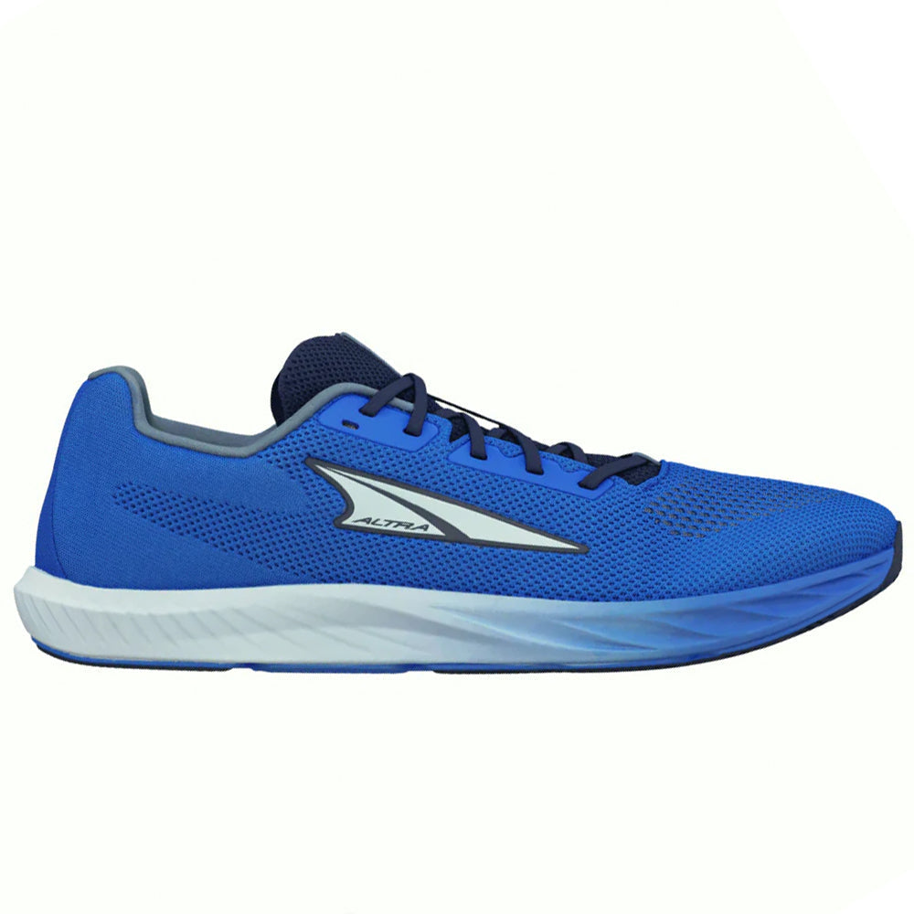Side view on white background of Mens Altra Escalante running shoe in Blue Fade, Medium (Regular) width