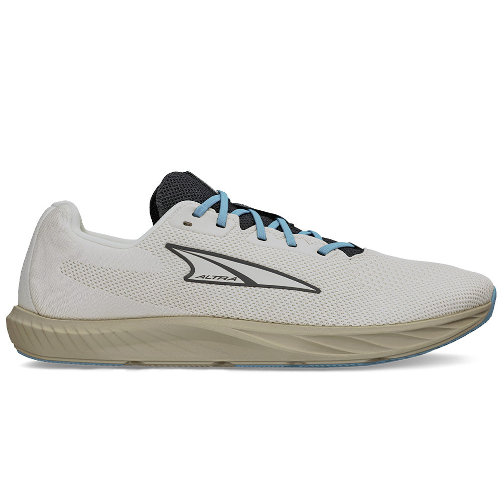 Side view on white background of Mens Altra Escalante running shoe in Light Gray, Medium (Regular) width