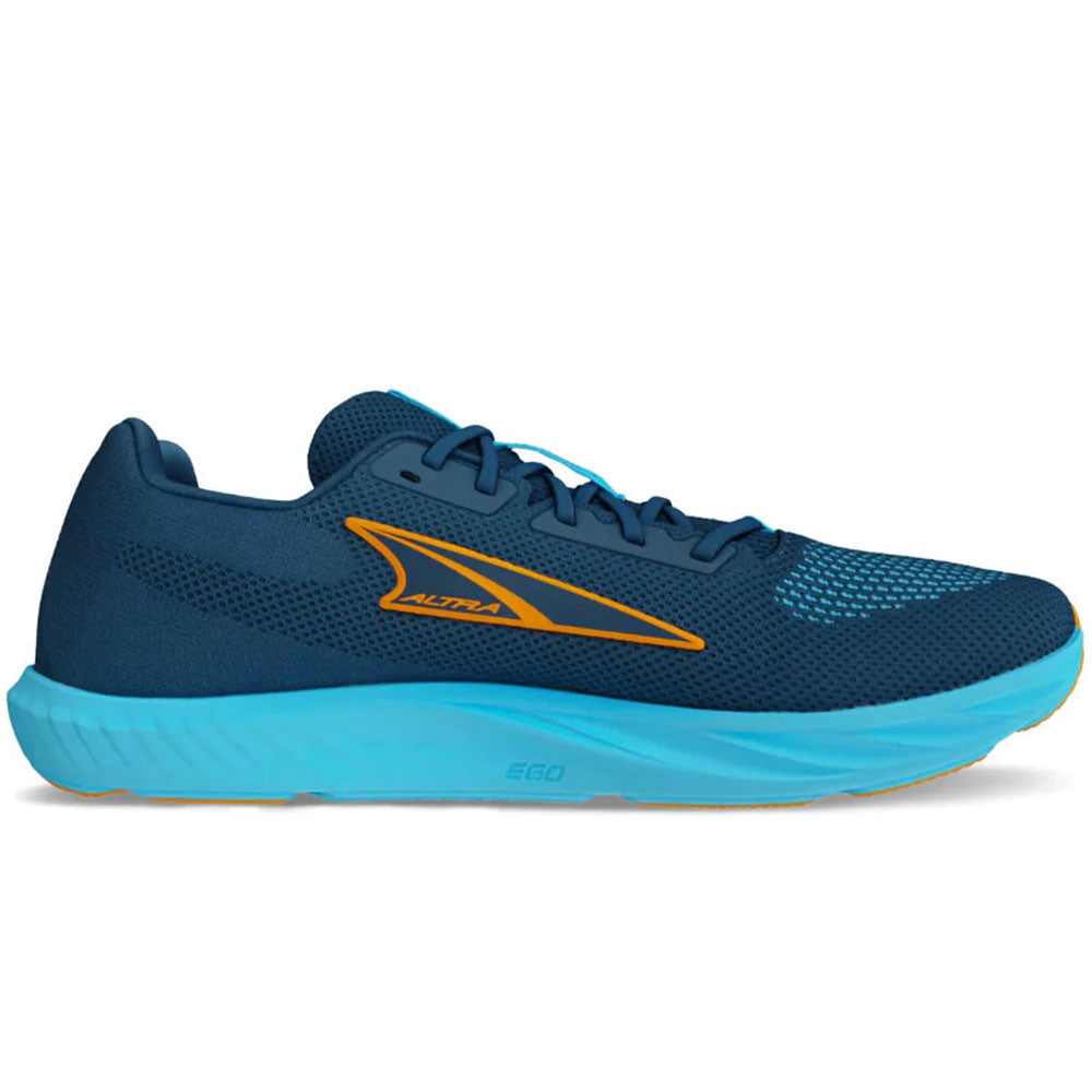 Side view on white background of Mens Altra Escalante running shoe in Navy, Medium (Regular) width
