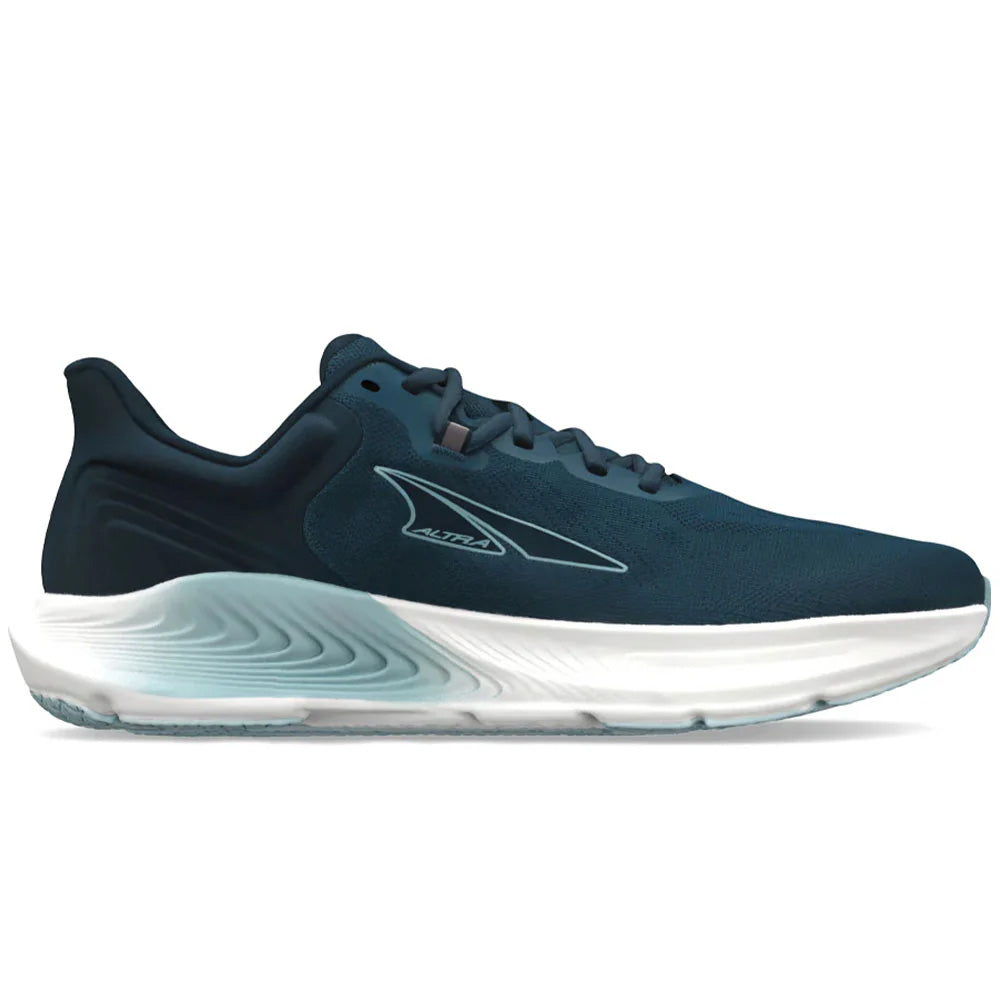 Side view on white background of Mens Altra Provision running shoe in Blue, Medium (Regular) width