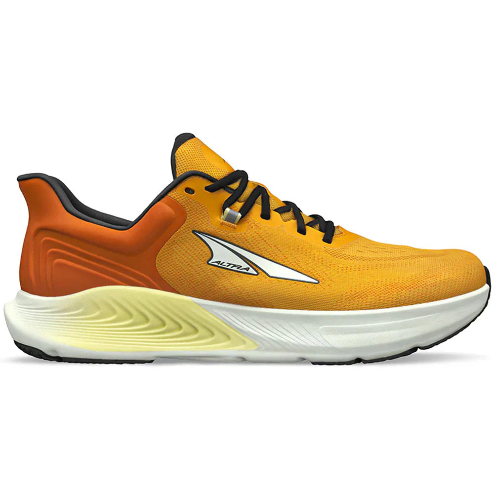 Side view on white background of Mens Altra Provision running shoe in Orange, Medium (Regular) width