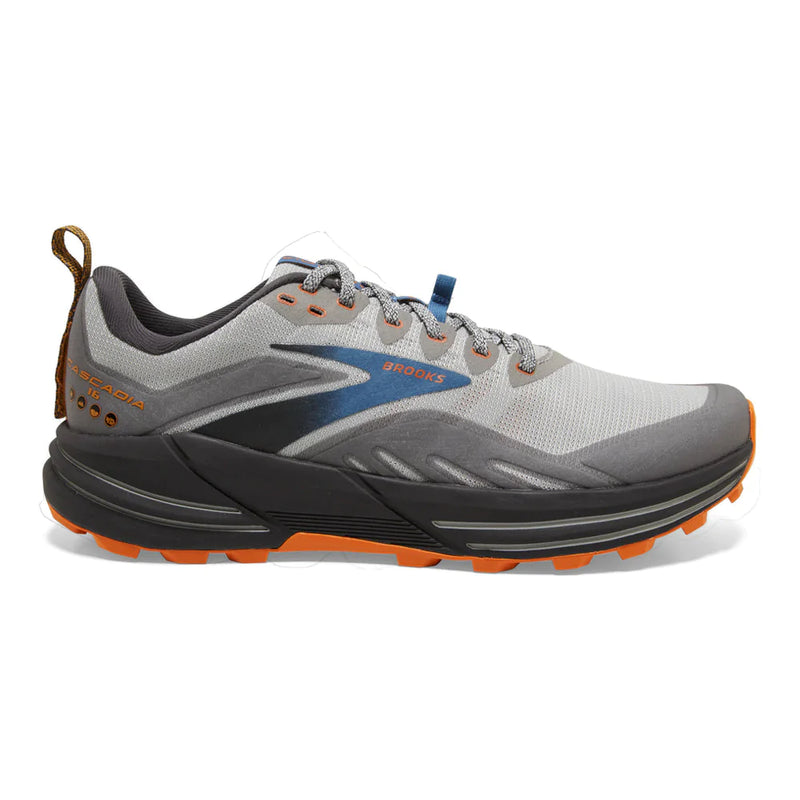 Men's Brooks Cascadia 16, Oyster Mushroom/Alloy/Orange, 7 D Medium