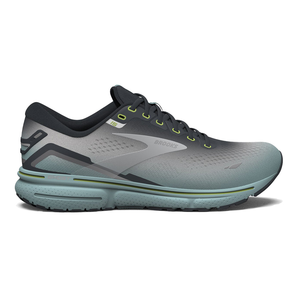 Men's Brooks Ghost 15, Grey/Oyster/Cloud Blue, 9.5 D Medium