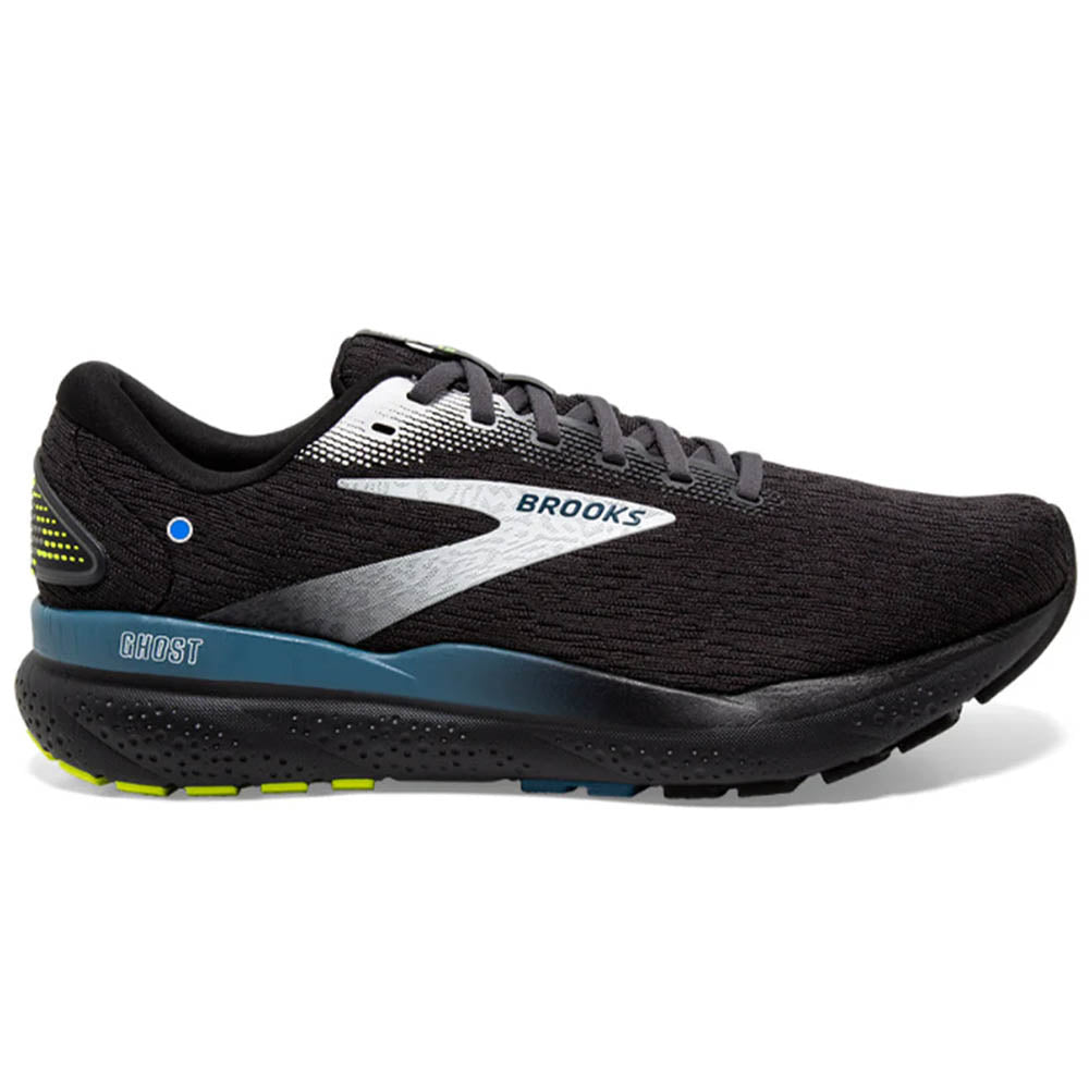Men's Brooks Ghost 16, Black/Ebony/Blue, 7.5 D Medium