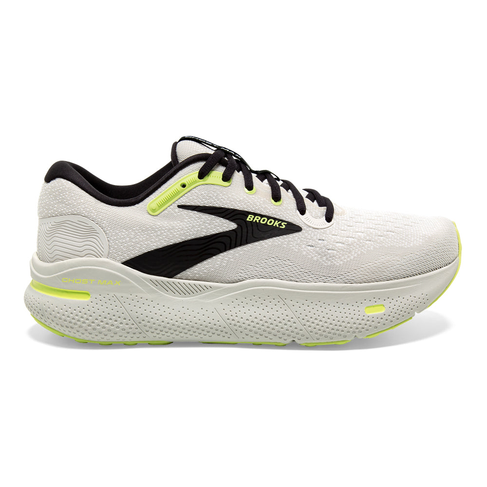 Men's Brooks Ghost Max, Grey/Black/Sharp Green, 14 D Medium