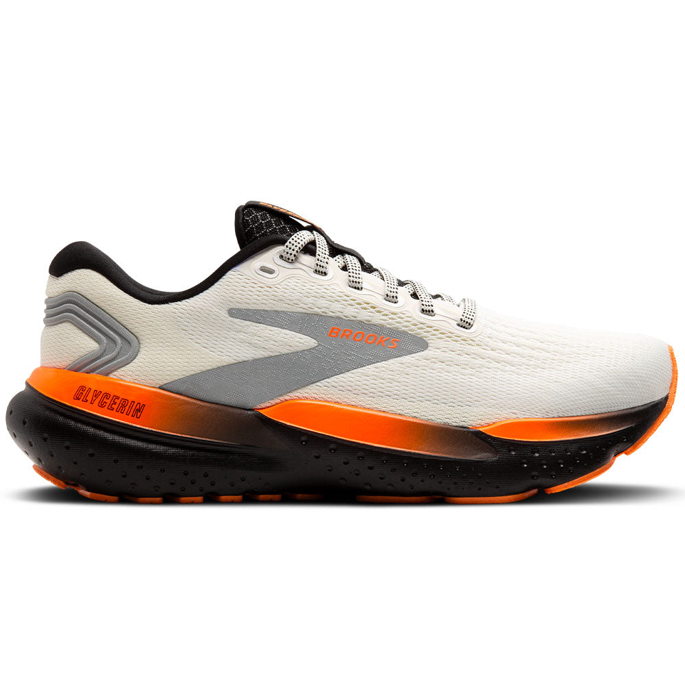 Men's Brooks Glycerin 21, Ecru/Orange/Black, 12 D Medium