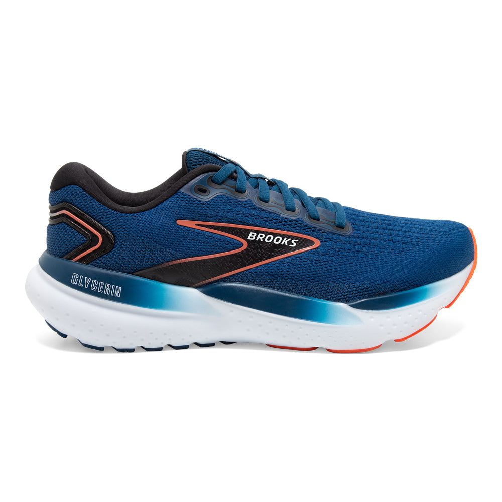 Men's Brooks Glycerin 21, Blue Opal/Black/Nasturtium, 13 D Medium