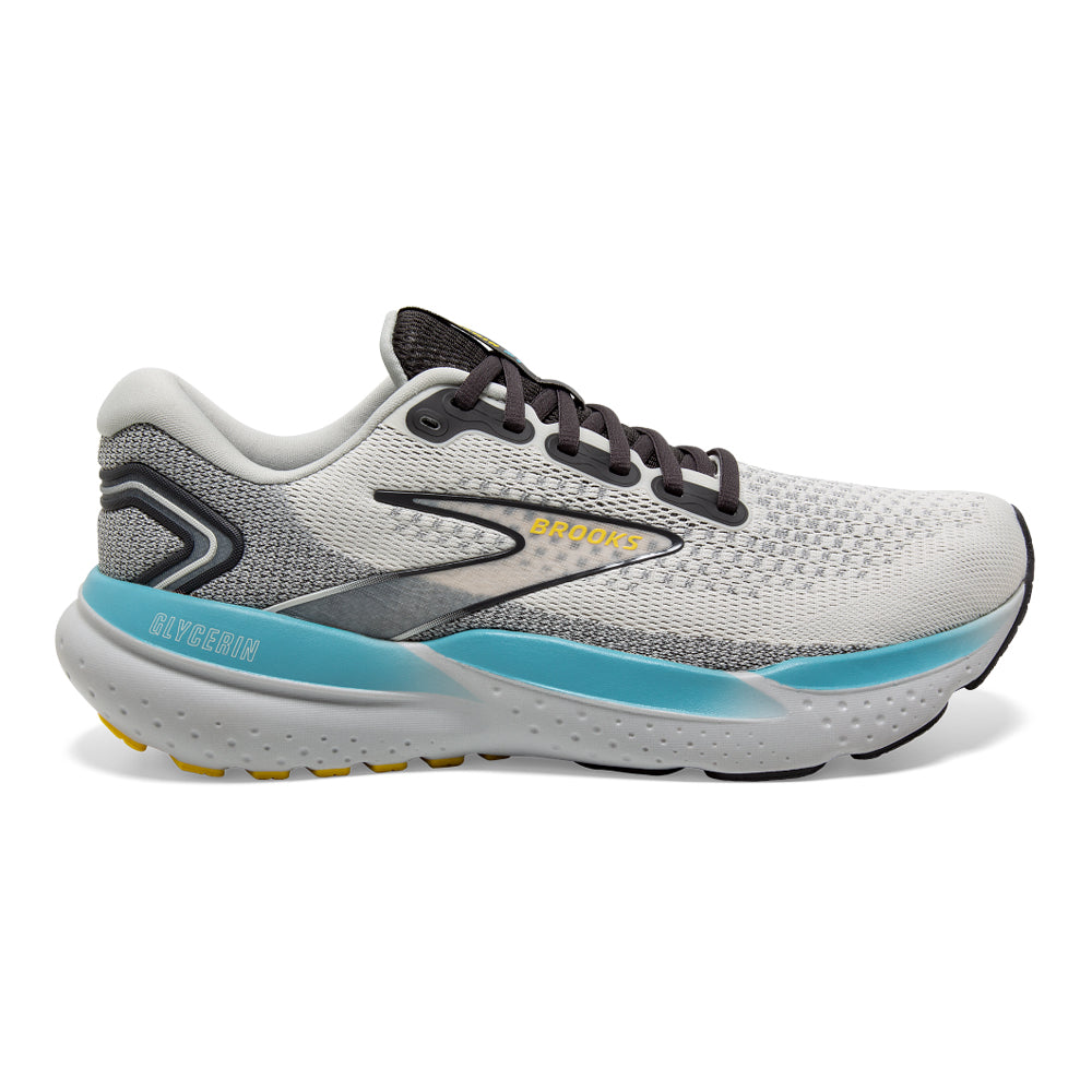 Men's Brooks Glycerin 21, Coconut/Forged Iron/Yellow, 8 2E Wide