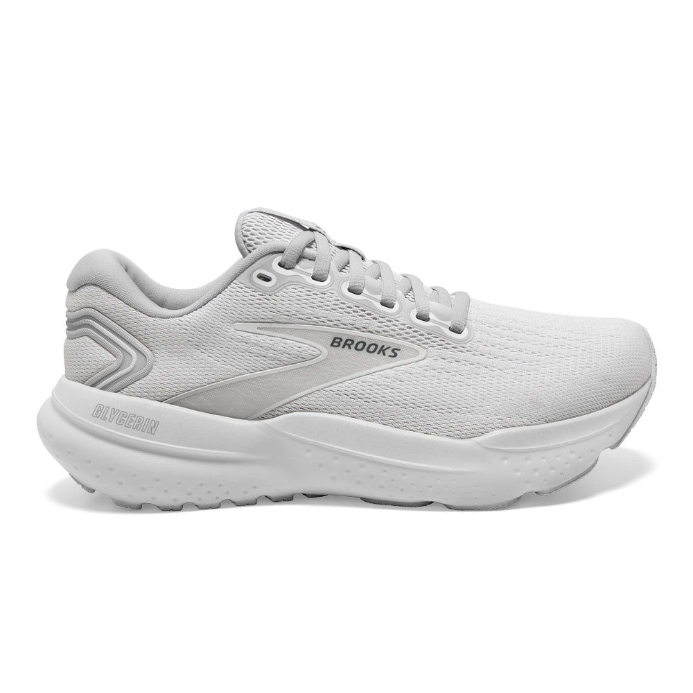 Men's Brooks Glycerin 21, White/White/Grey, 9 D Medium