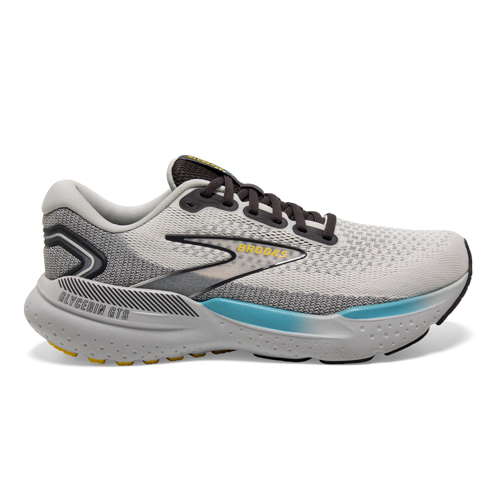 Men's Brooks Glycerin GTS 21, Coconut/Forged Iron/Yellow, 14 D Medium