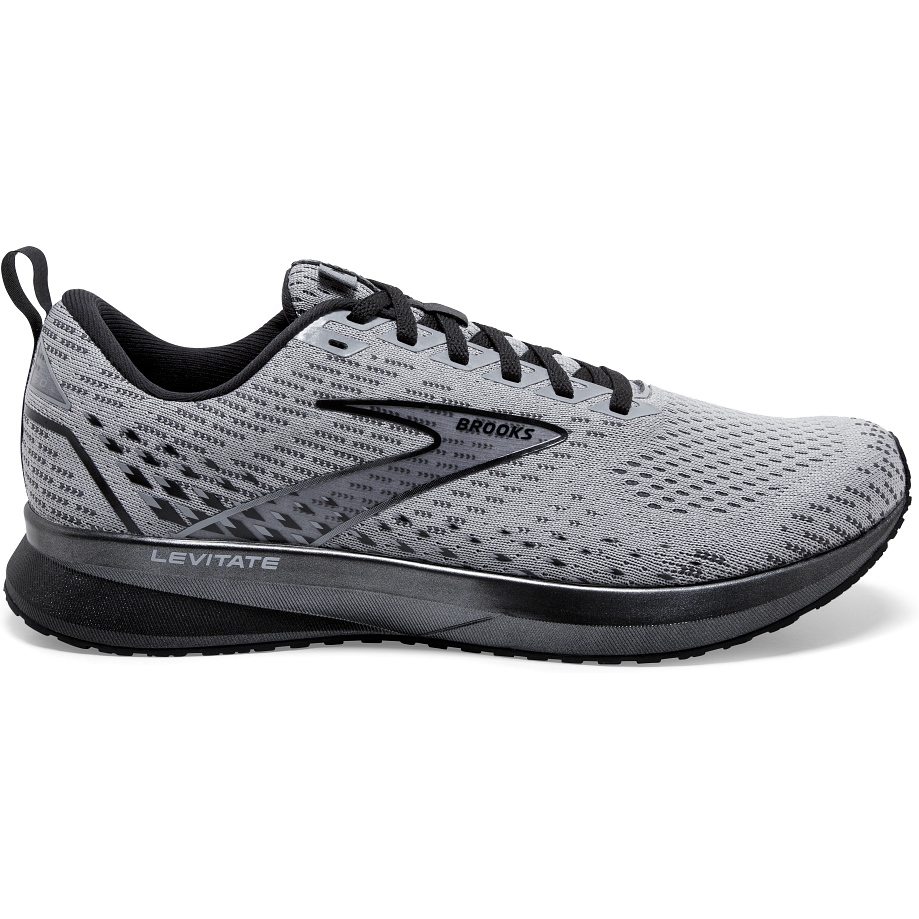 Men's Brooks Levitate 5, Grey/Blackened Pearl/Black, 14 D Medium