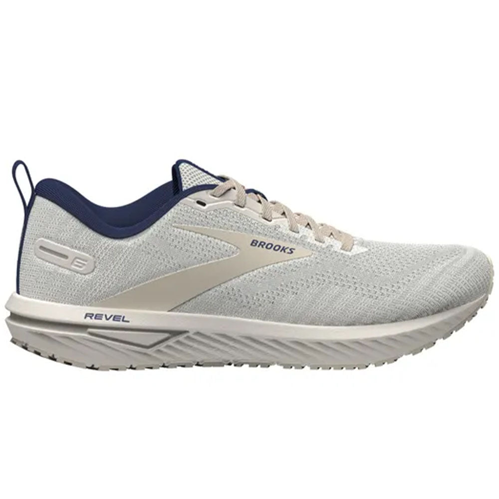 Men's Brooks Revel 6, White/Marshmallow/Blue, 10.5 D Medium