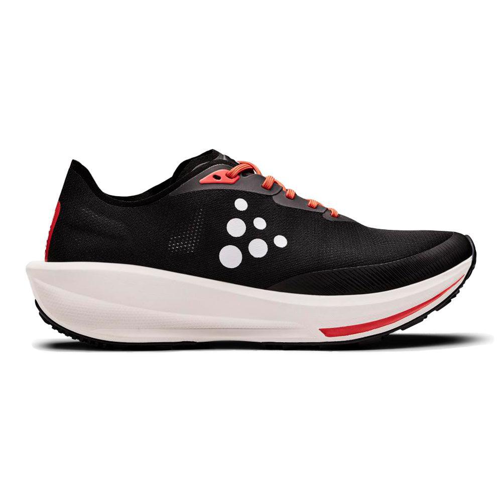 Side view on white background of Mens Craft CTM Ultra running shoe in Black-Heat, Medium (Regular) width