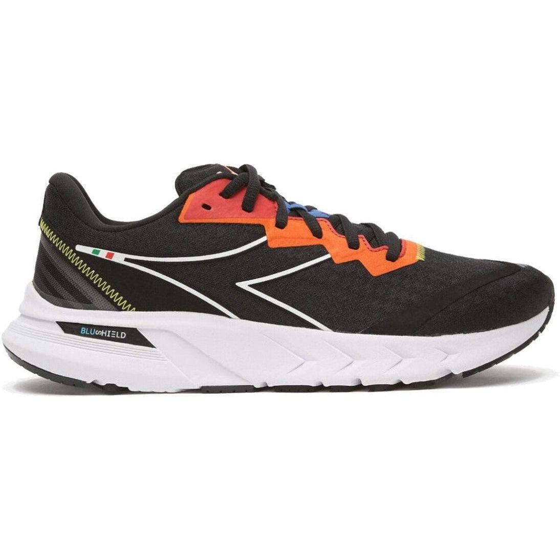 Men's Diadora Mythos Blushield Volo 2, Black/White/Vermillion Orange, 12.5 D Medium