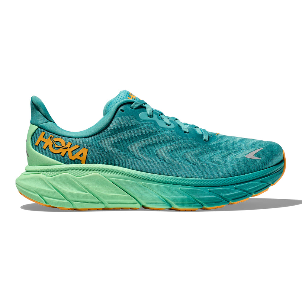 Men's Hoka Arahi 6, Ocean Mist/Lime Glow, 12.5 D Medium