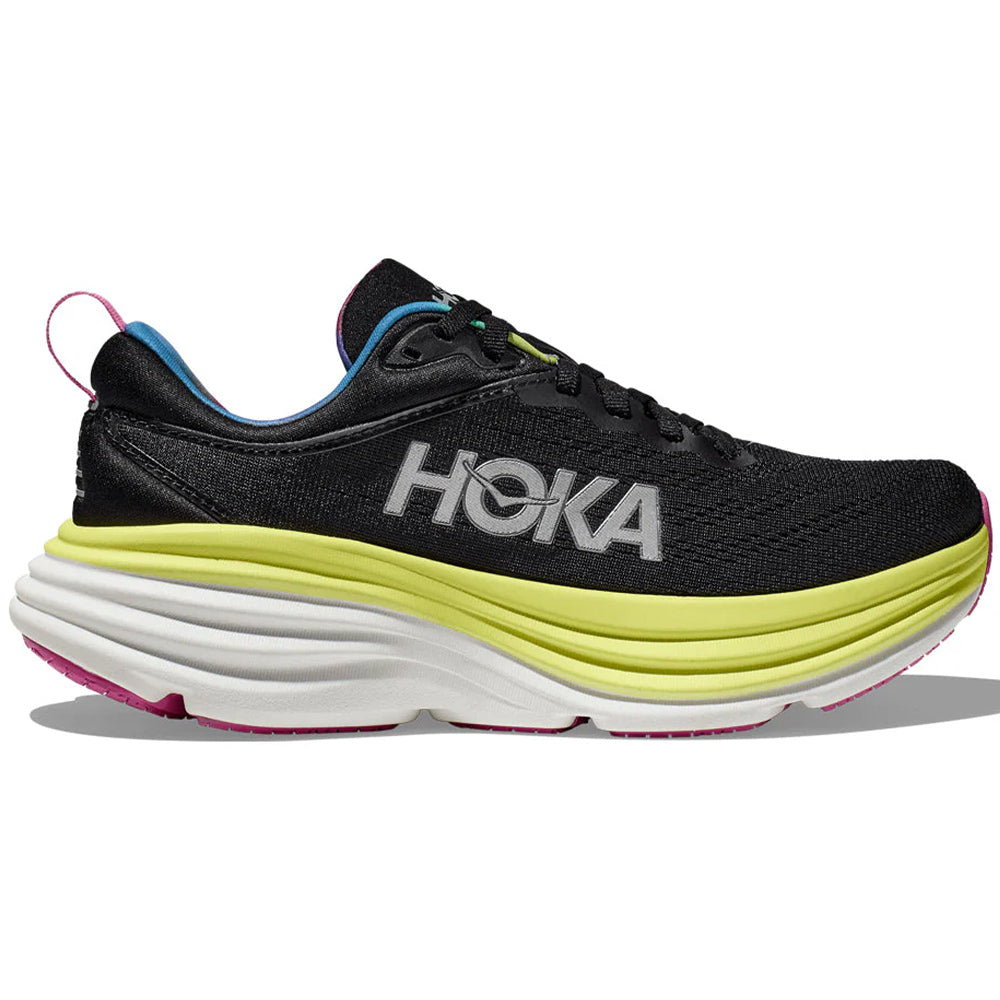 Men's Hoka Bondi 8, Black/Citrus Glow, 14 D Medium