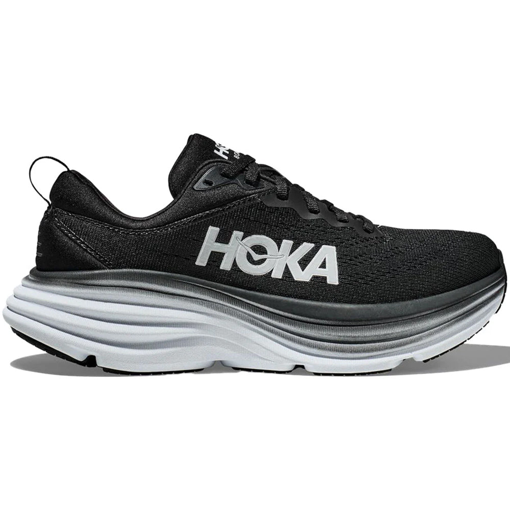 Men's Hoka Bondi 8, Black/White, 9.5 4E Extra Wide