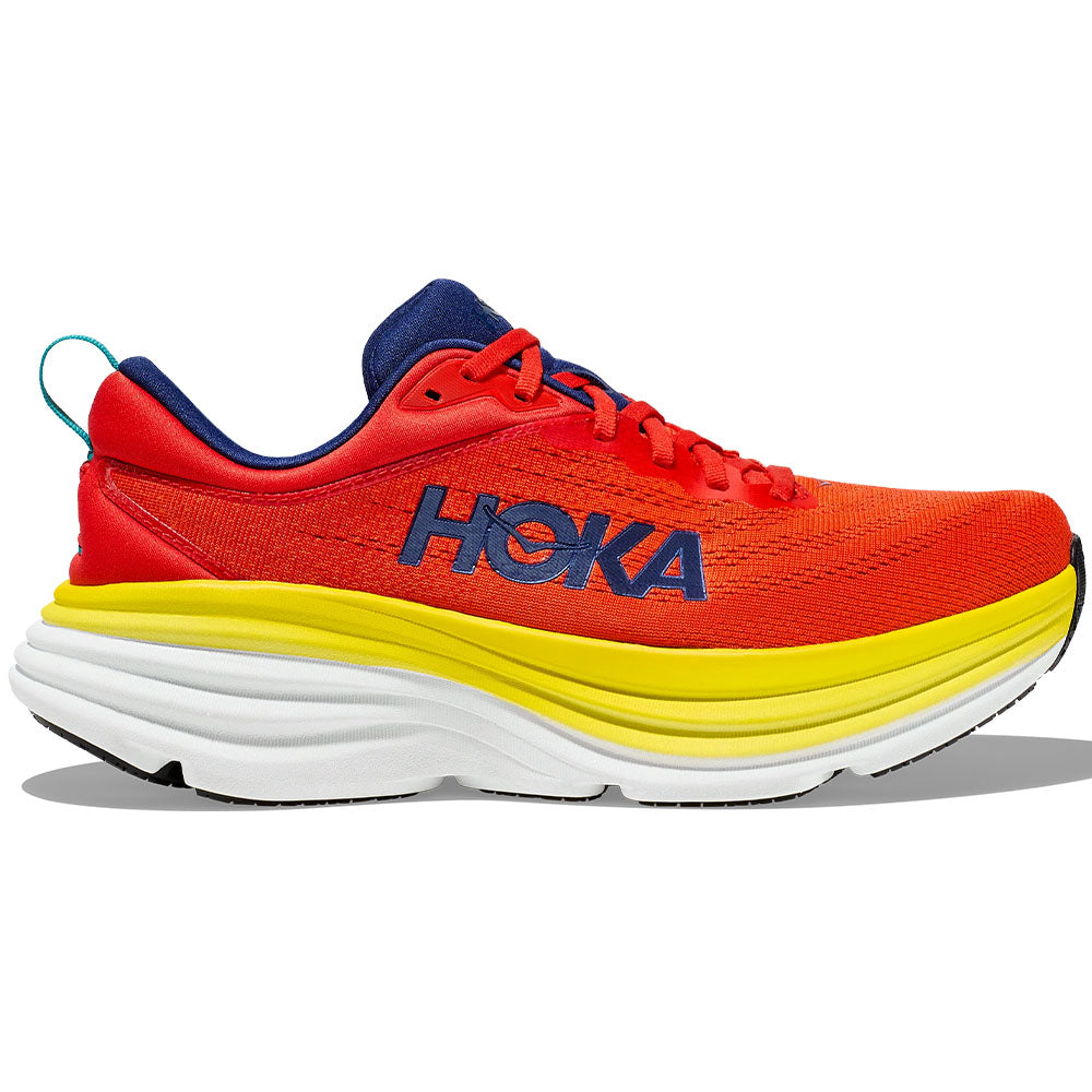 Men's Hoka Bondi 8, Red Alert/Flame, 10 D Medium