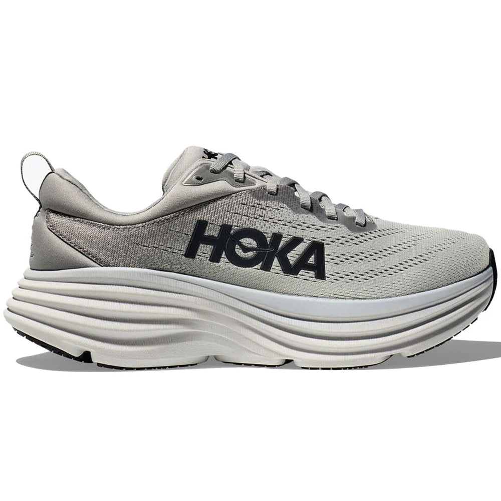 Men's Hoka Bondi 8, Sharkskin/Harbor Mist, 12 4E Extra Wide