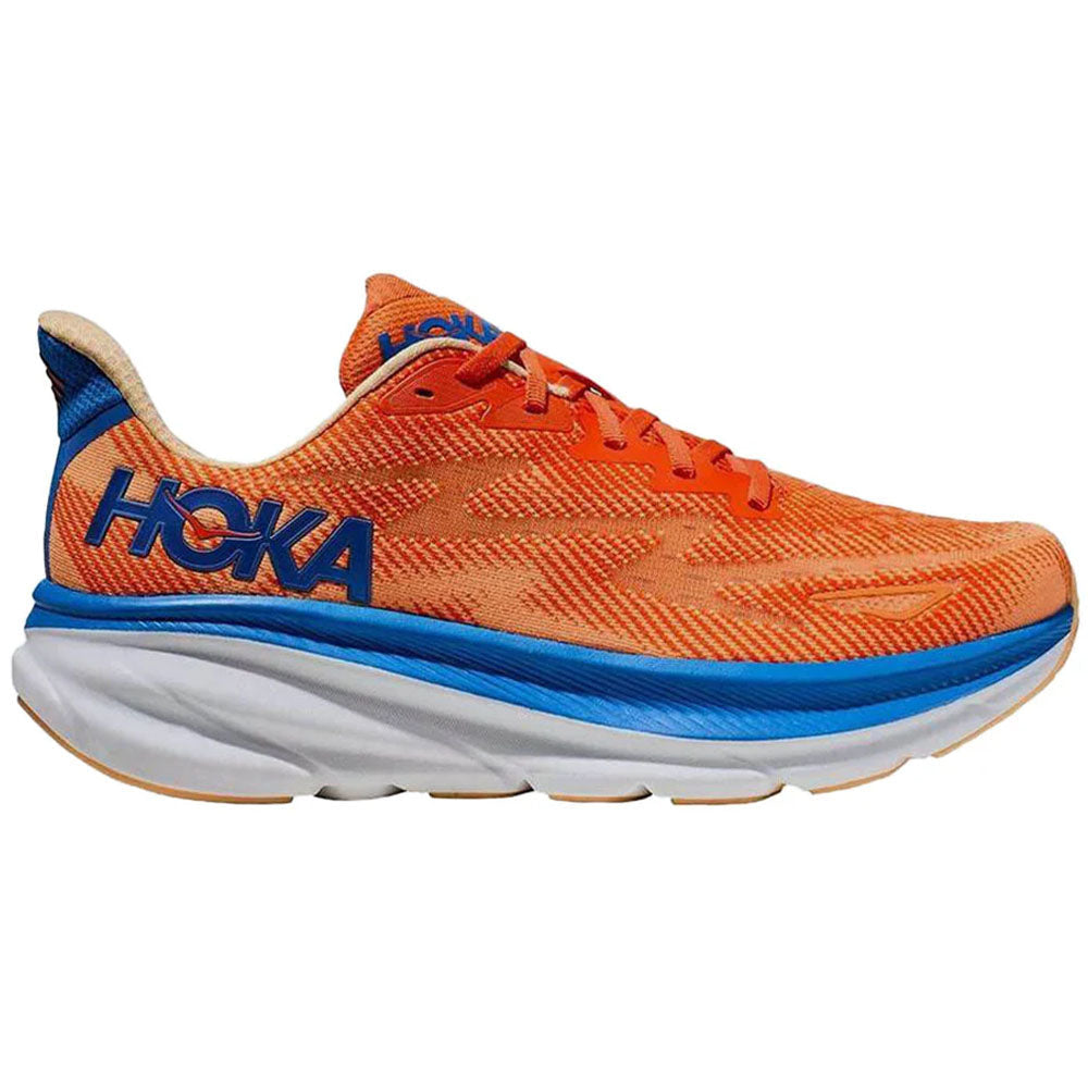 Men's Hoka Clifton 9, Vibrant Orange/Impala, 8 2E Wide