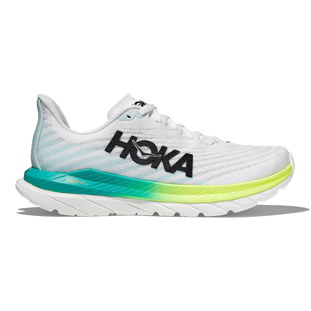 Men's Hoka Mach 5, White/Blue Glass, 13 D Medium