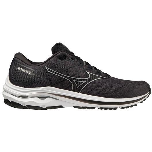Men's Mizuno Wave Inspire 18, Black/Silver, 8.5 D Medium