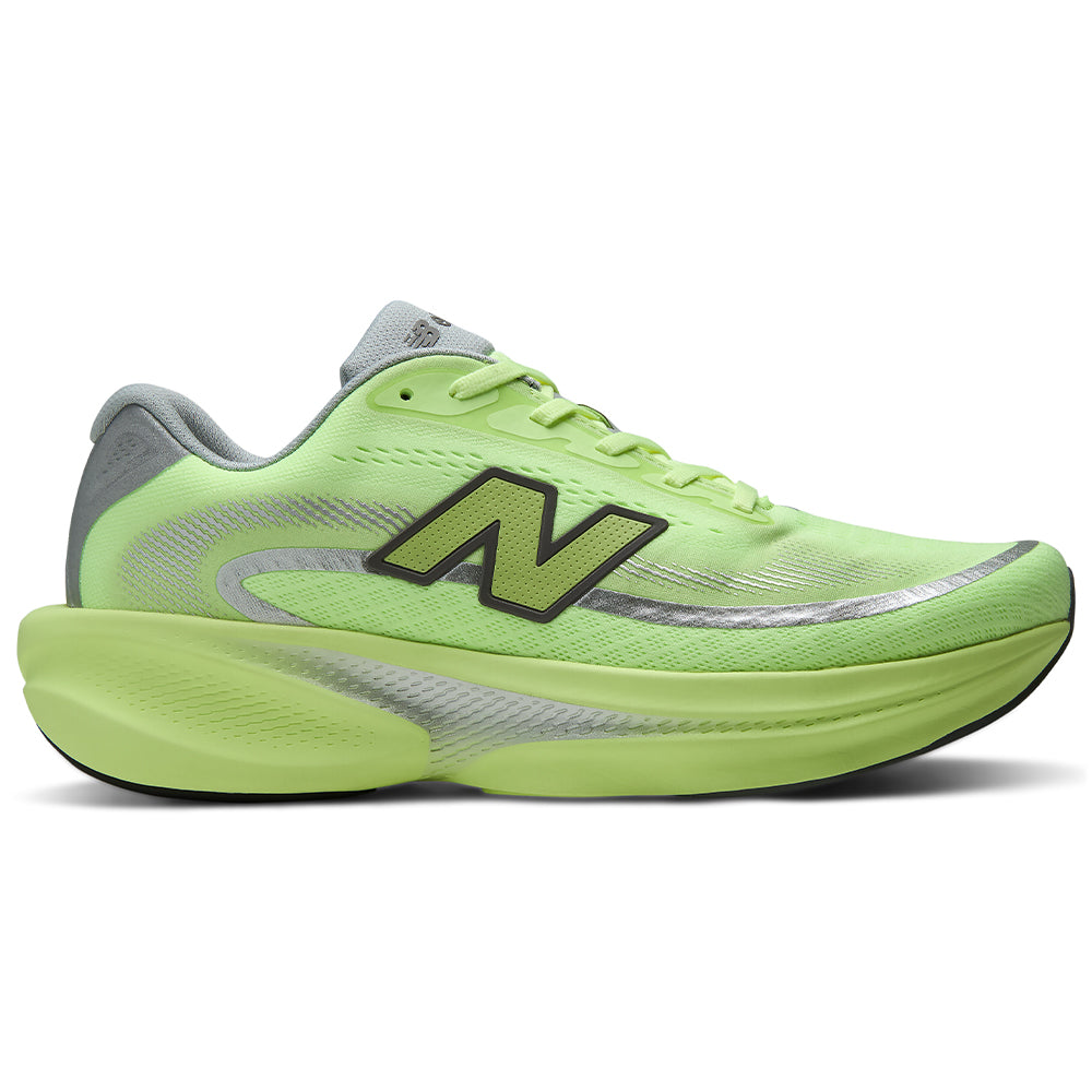 Side view on white background of Mens New Balance Ellipse running shoe in Afterglow/Lone Star Grey/Silver Metallic, Medium (Regular) width