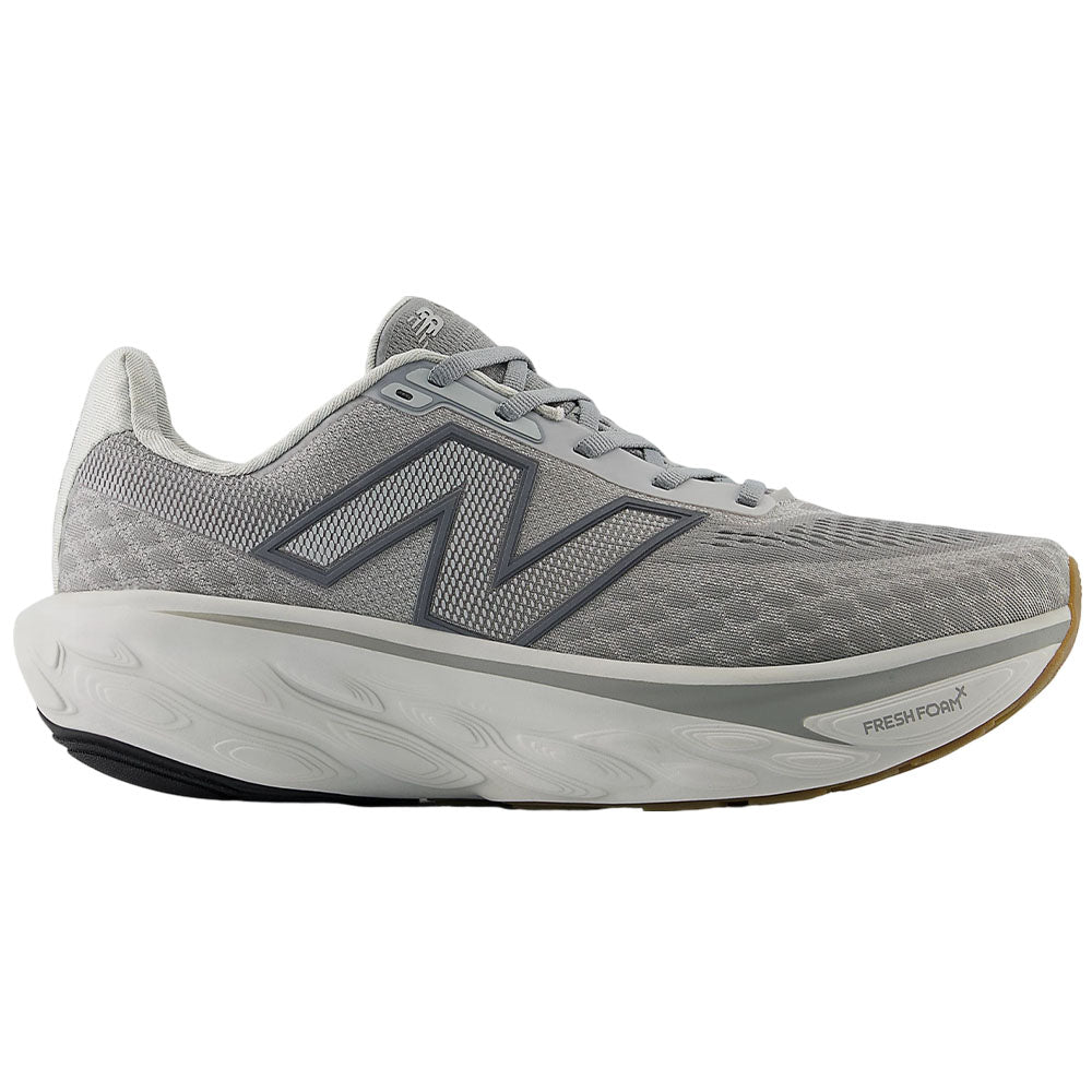 Side view on white background of Mens New Balance Fresh Foam X 1080 running shoe in Grey Matter/Slate Gray/Castlerock, Medium (Regular) width