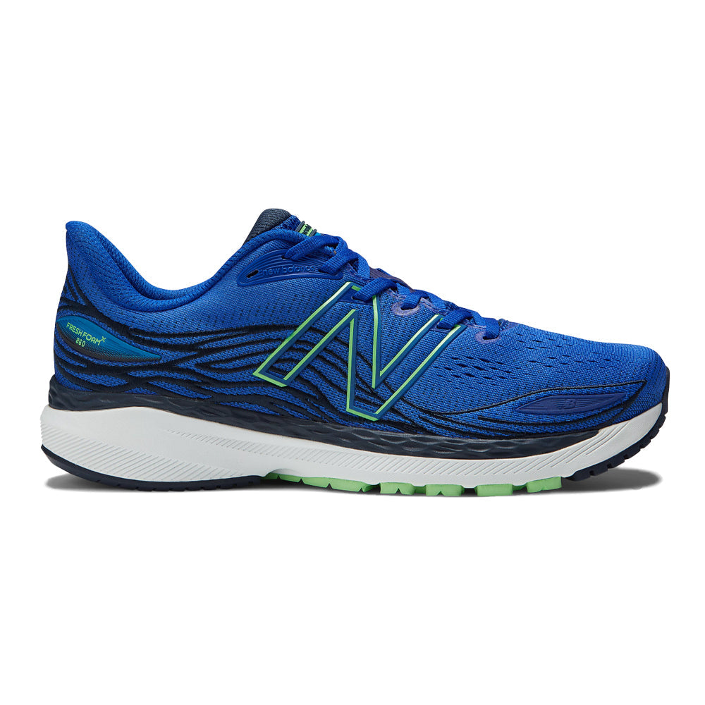 Men's New Balance Fresh Foam X 860v12, Blue/Vibrant Spring/Serene Blue/Natural Indigo, 12.5 2E Wide