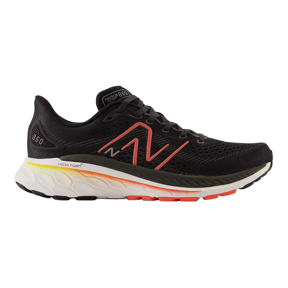 Men's New Balance Fresh Foam X 860v13, Black/Neon Dragonfly, 8 D Medium