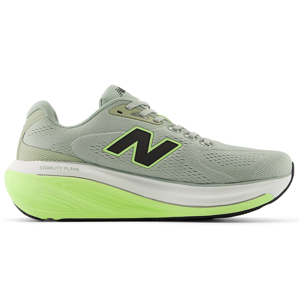 Side view on white background of Mens New Balance Fresh Foam X 860v15 running shoe in Lone Star Grey/Afterglow, Wide width