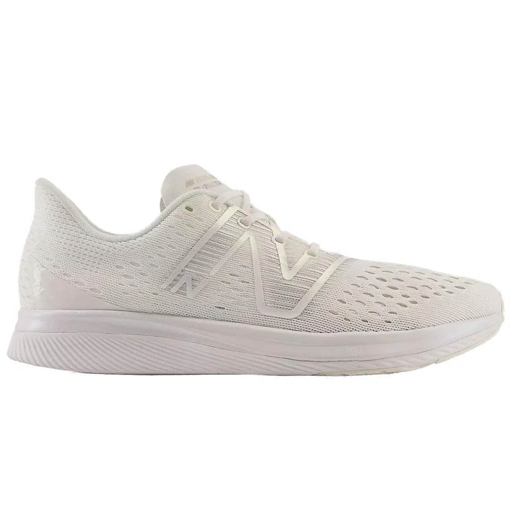 Men's New Balance FuelCell Supercomp Pacer v1, White with white iridescent and silver metalic, 9 D Medium