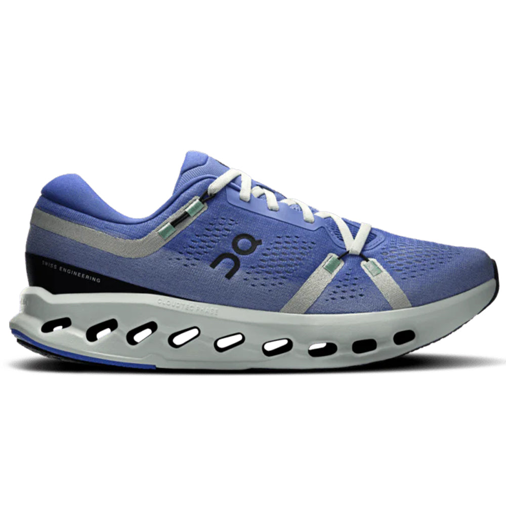 Side view on white background of Mens On Cloudsurfer running shoe in Sailor/Ivory, Medium (Regular) width