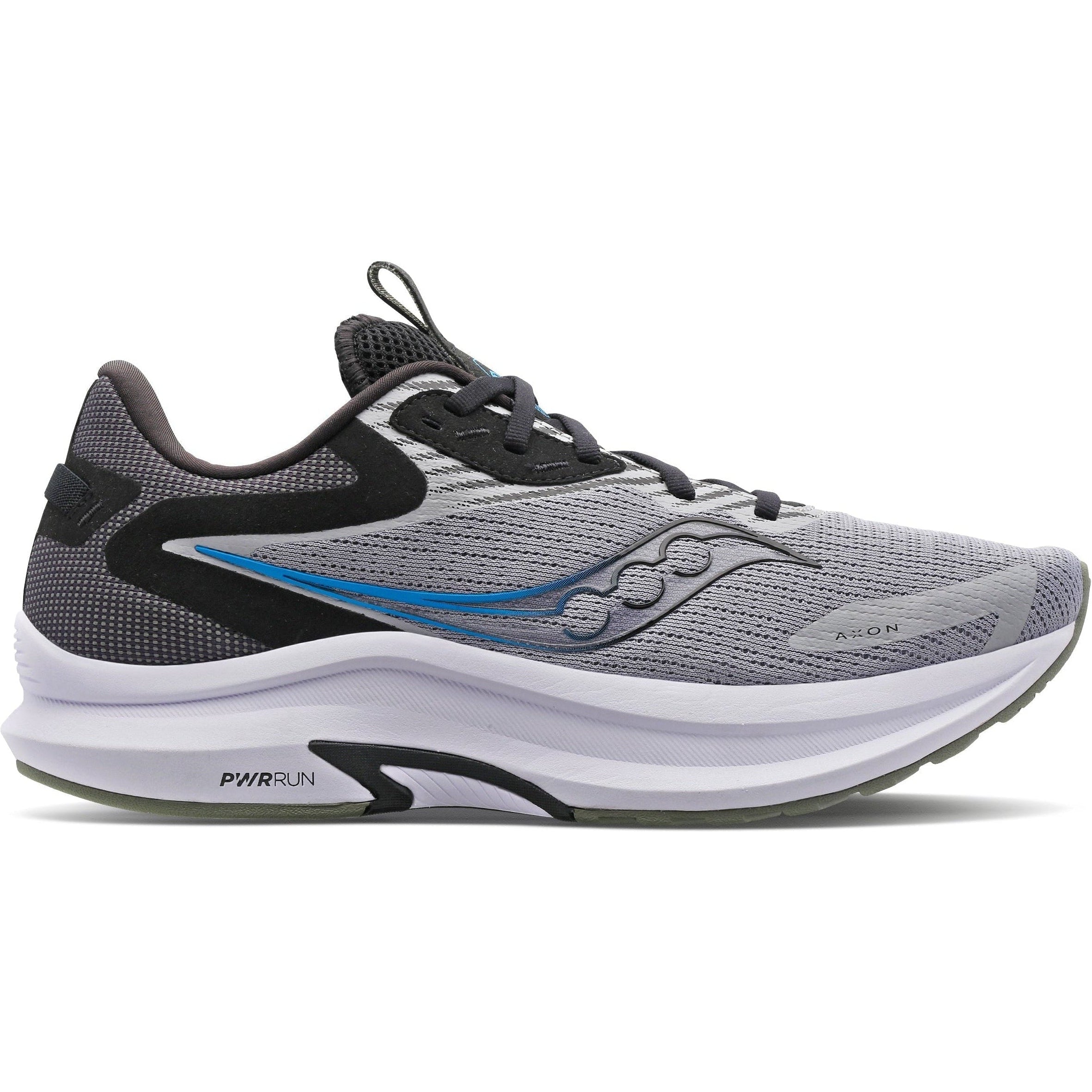 Saucony Axon Mens running shoes in ALLOY/TOPAZ - side view on a white background