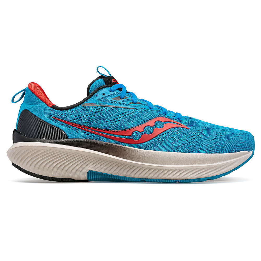 Side view on white background of Mens Saucony Echelon 9 running shoe in Ocean/Redrock, Medium (Regular) width