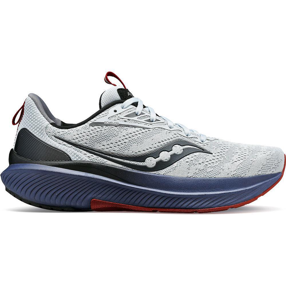 Side view on white background of Mens Saucony Echelon running shoe in Vapor/Horizon, Medium (Regular) width