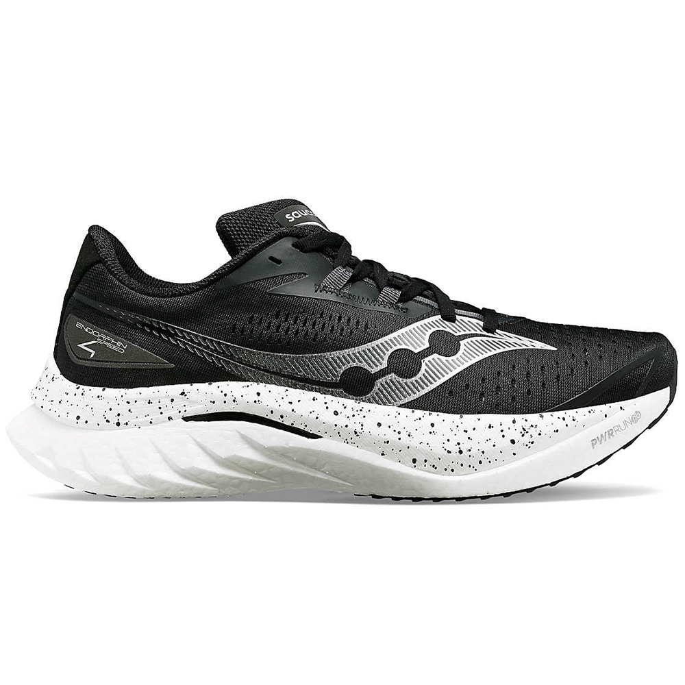 Saucony Endorphin Speed 4 Mens running shoes in Black - side view on white background