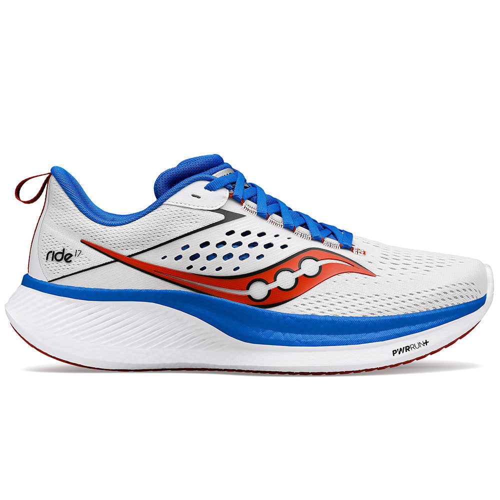 Men's Saucony Ride 17, White/Cobalt, 11 D Medium