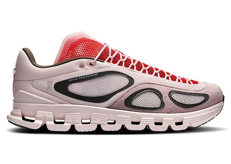 Side view on white background of Womens On Cloud X FKA running shoe in Lily, Medium (Regular) width