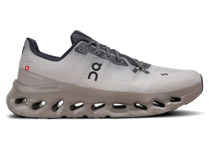 Side view on white background of Mens On Cloudtilt running shoe in Eclipse/Cinder, Medium (Regular) width