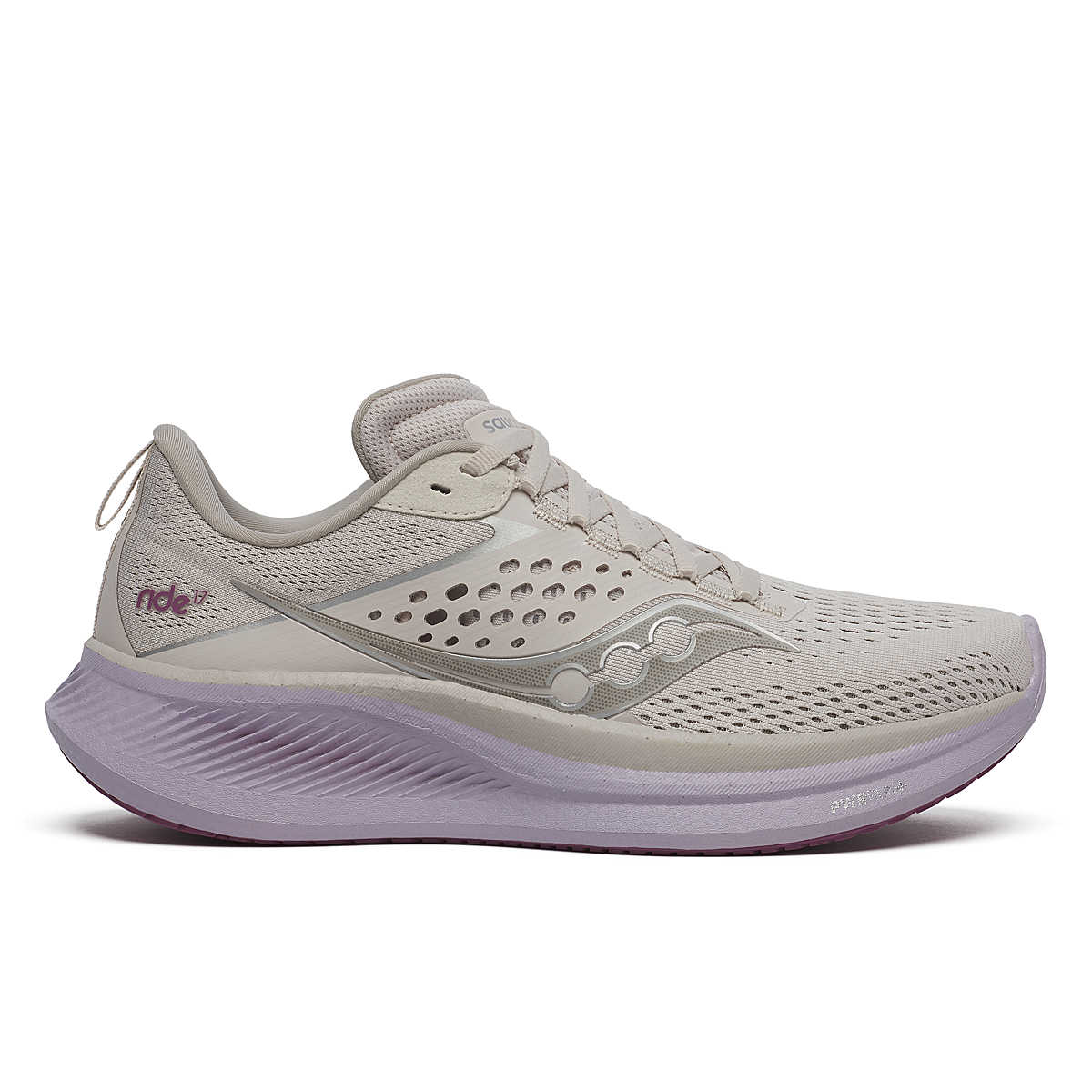 Women's Saucony Ride 17, Moon/Viola, 9 D Wide