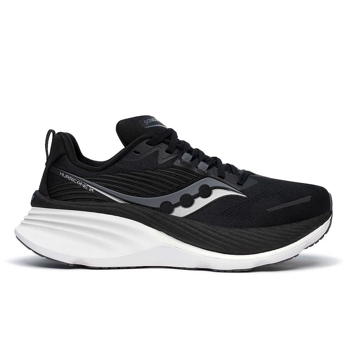 Women's Saucony Hurricane 24, Black/Carbon , 8.5 D Wide