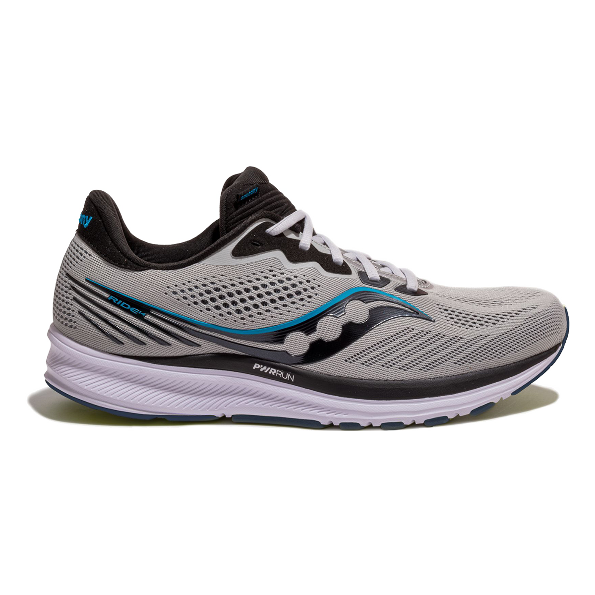 Men's Saucony Ride 14, Fog/Black/Storm, 10.5 D Medium